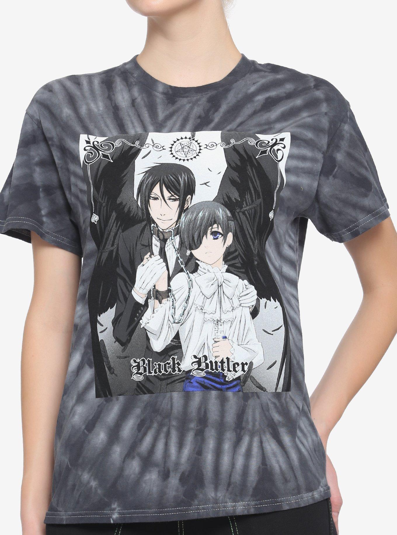 Black Butler Ciel & Sebastian Tie-Dye Boyfriend Fit Girls T-Shirt, MULTI, hi-res