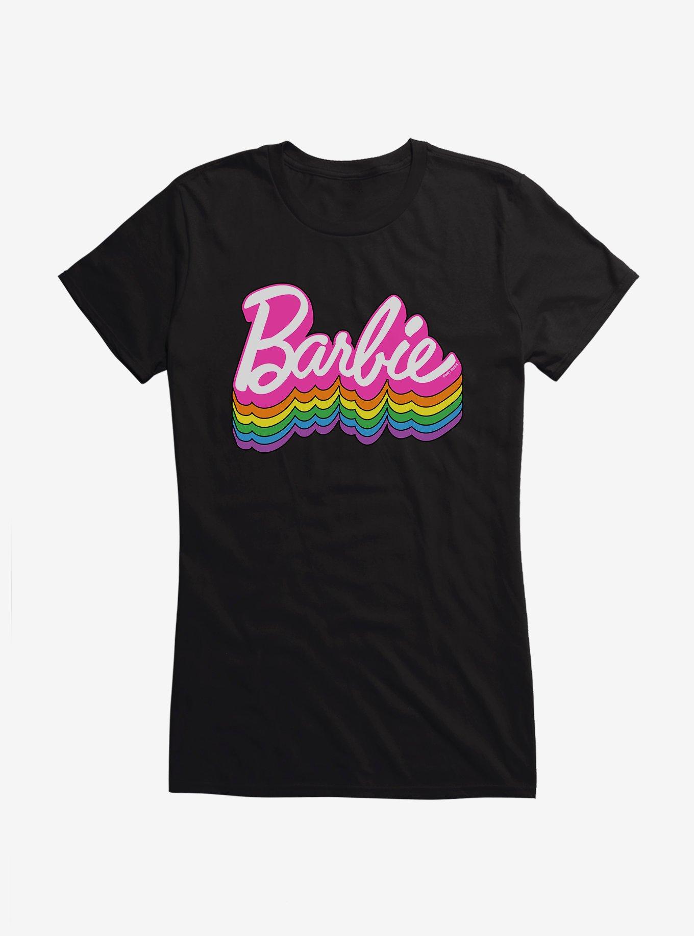 Barbie Logo Pride Rainbow Shadow T-Shirt, BLACK, hi-res