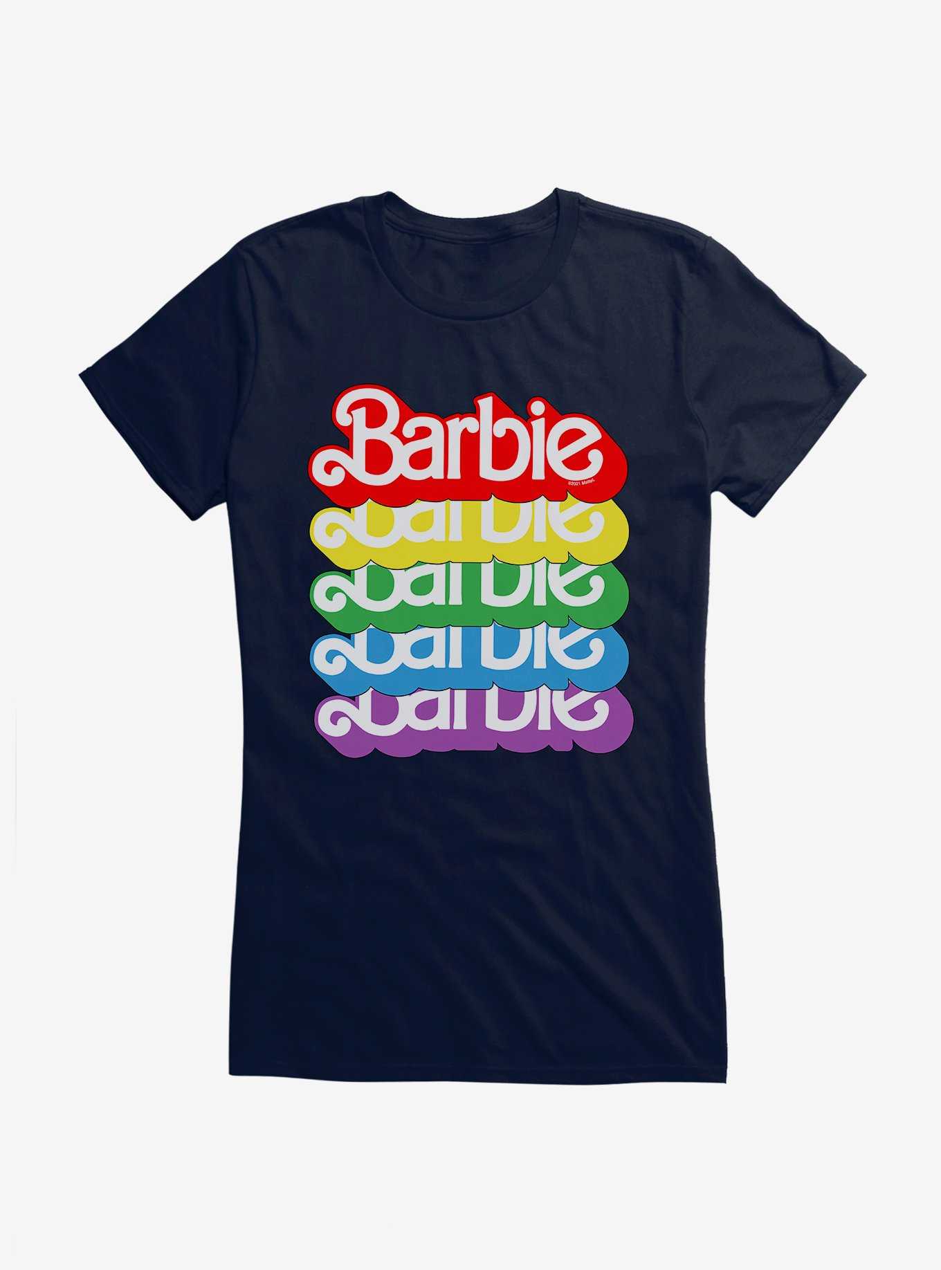 Barbie Pride Rainbow 80s Vintage Logo T-Shirt, NAVY, hi-res