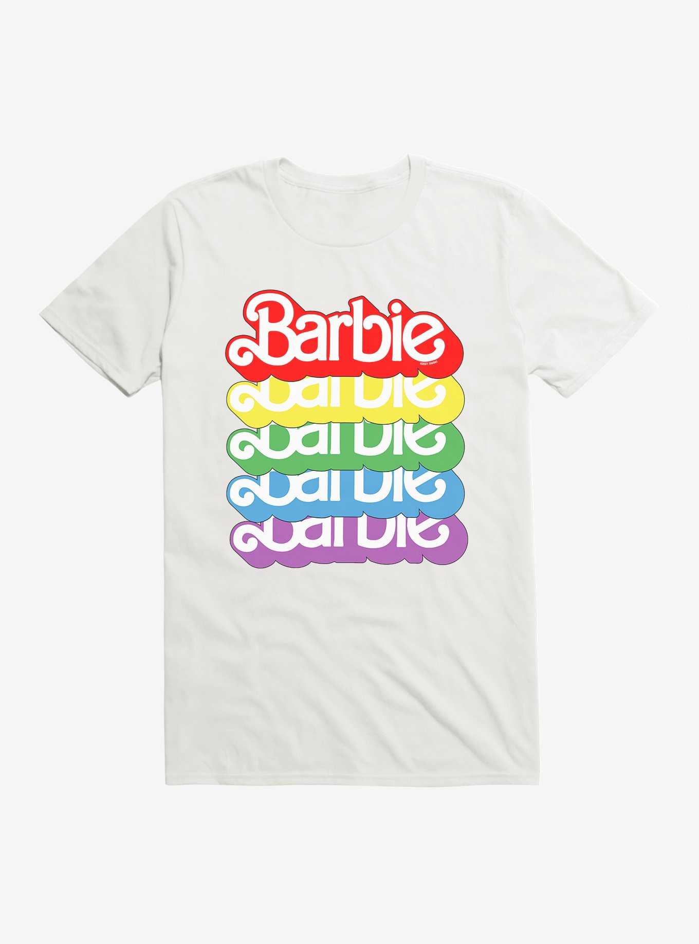 Barbie Pride Rainbow 80s Vintage Logo T-Shirt, WHITE, hi-res