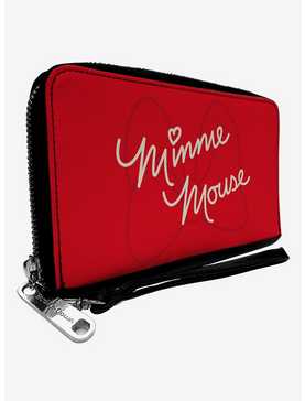 Disney Minnie Mouse Script And Bow Zip Around Wallet, , hi-res