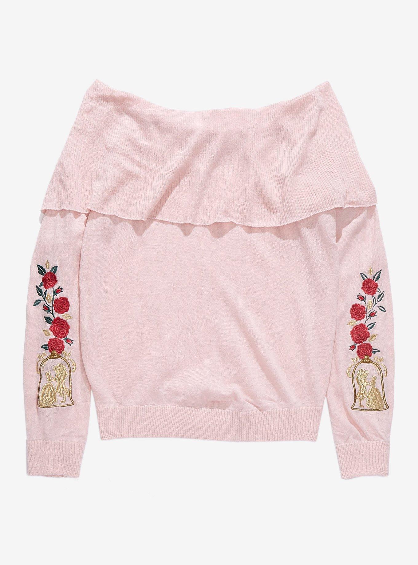 Disney Beauty & The Beast Foldover Girls Sweater, MULTI, hi-res