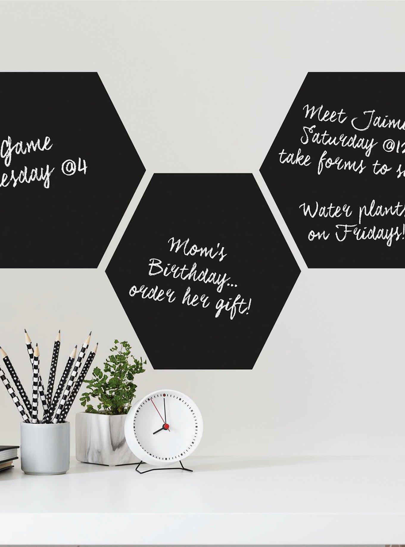 Chalk Hexagon Peel And Stick Wall Decals, , hi-res