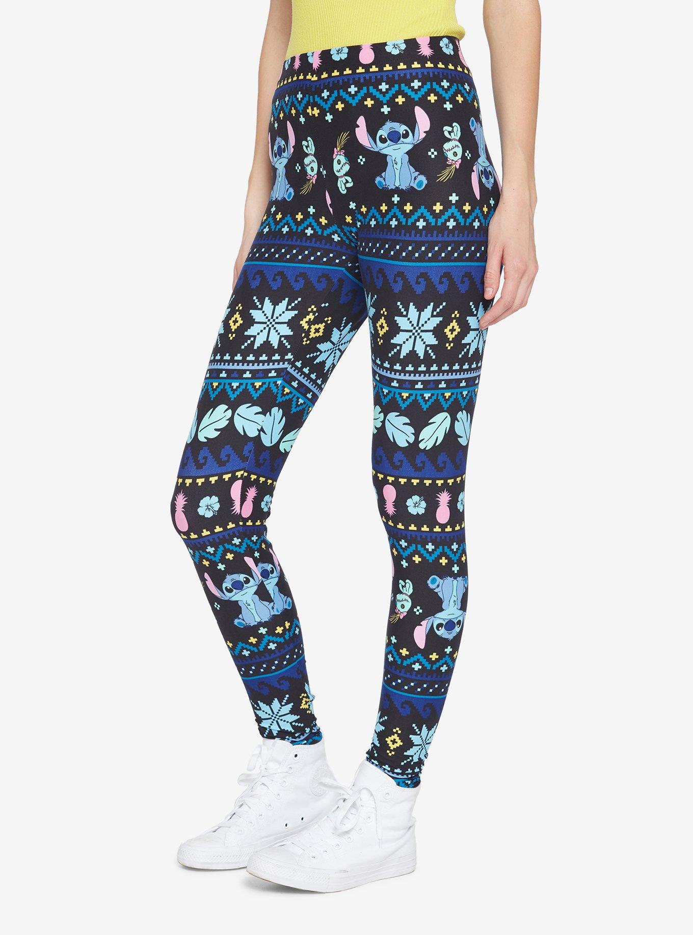 Disney Lilo & Stitch Blue Fair Isle Leggings, MULTI, hi-res