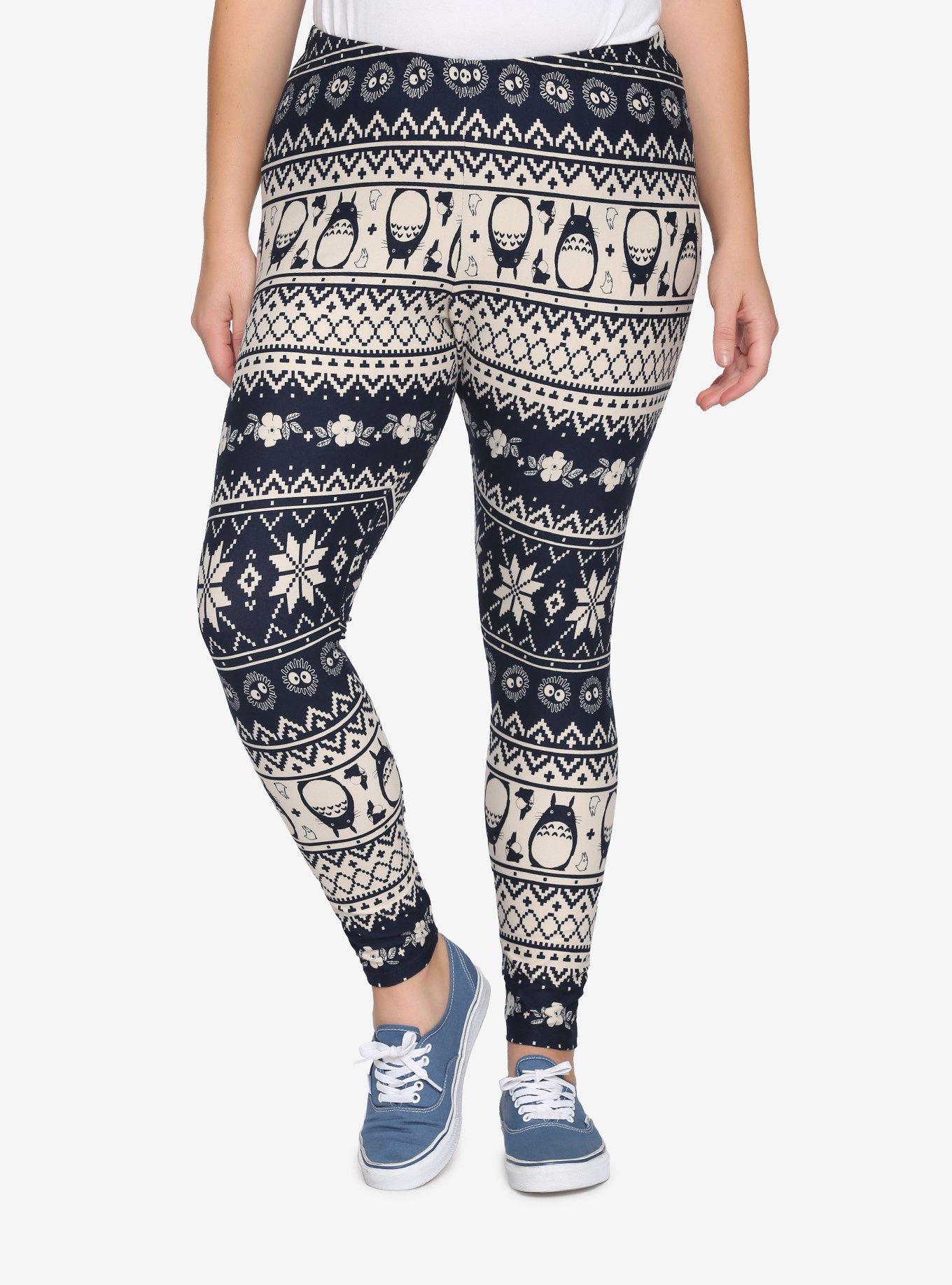 Studio Ghibli My Neighbor Totoro Navy Fair Isle Leggings Plus Size, MULTI, hi-res