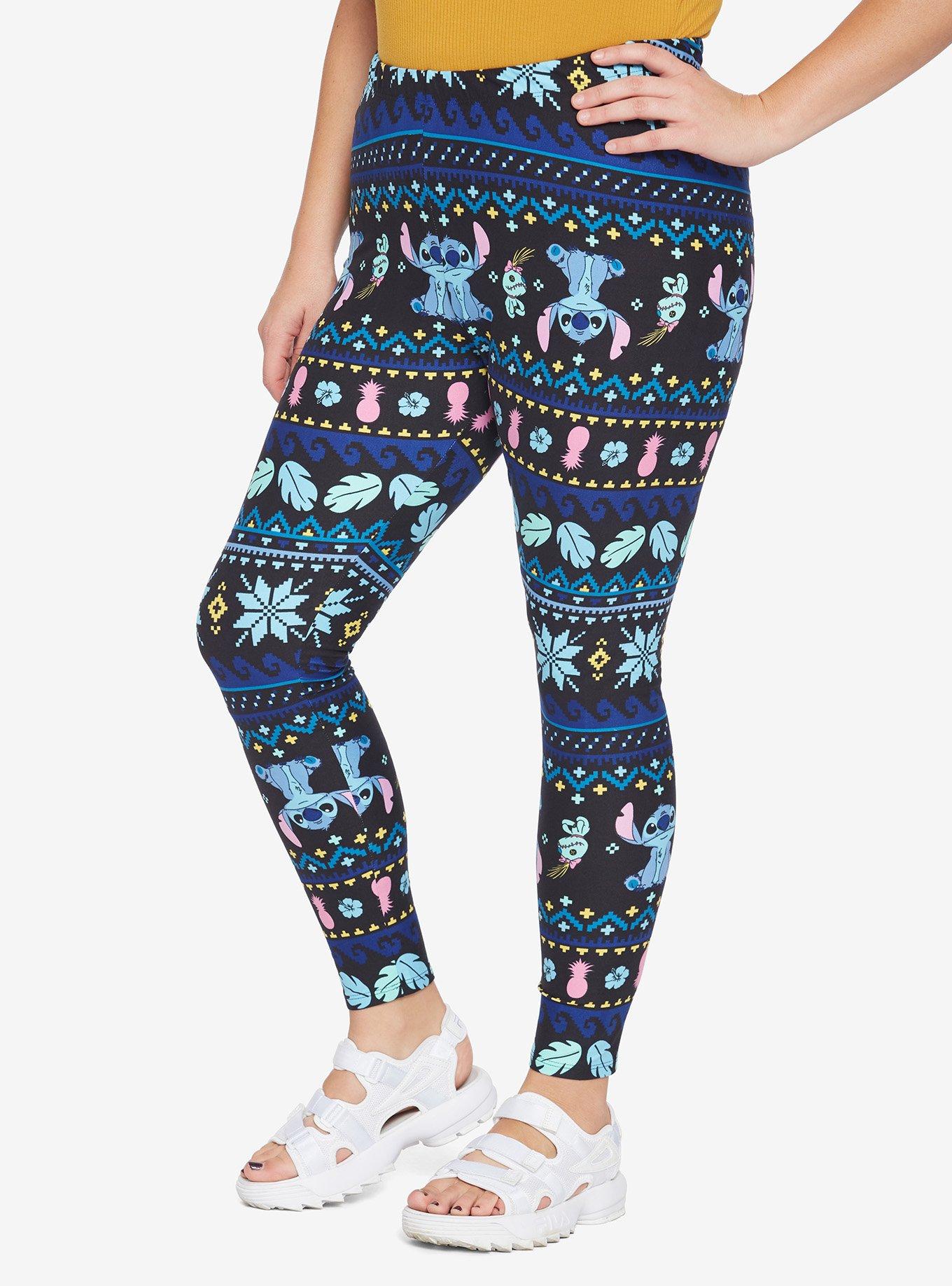 Disney Lilo & Stitch Blue Fair Isle Leggings Plus Size, MULTI, hi-res