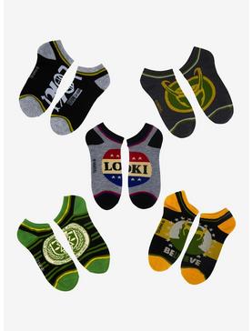 Marvel Loki Icons No-Show Socks 5 Pair, , hi-res