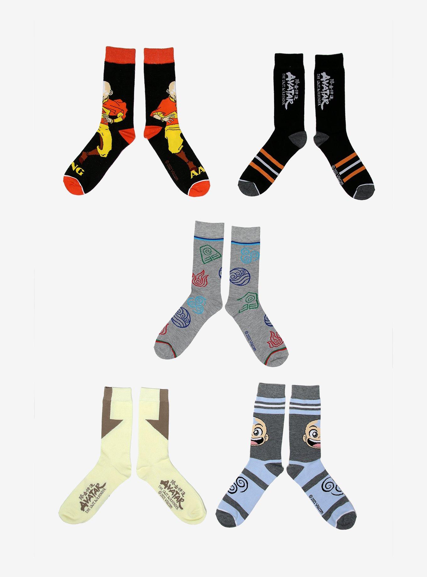 Avatar: The Last Airbender Aang Crew Socks 5 Pair, , hi-res