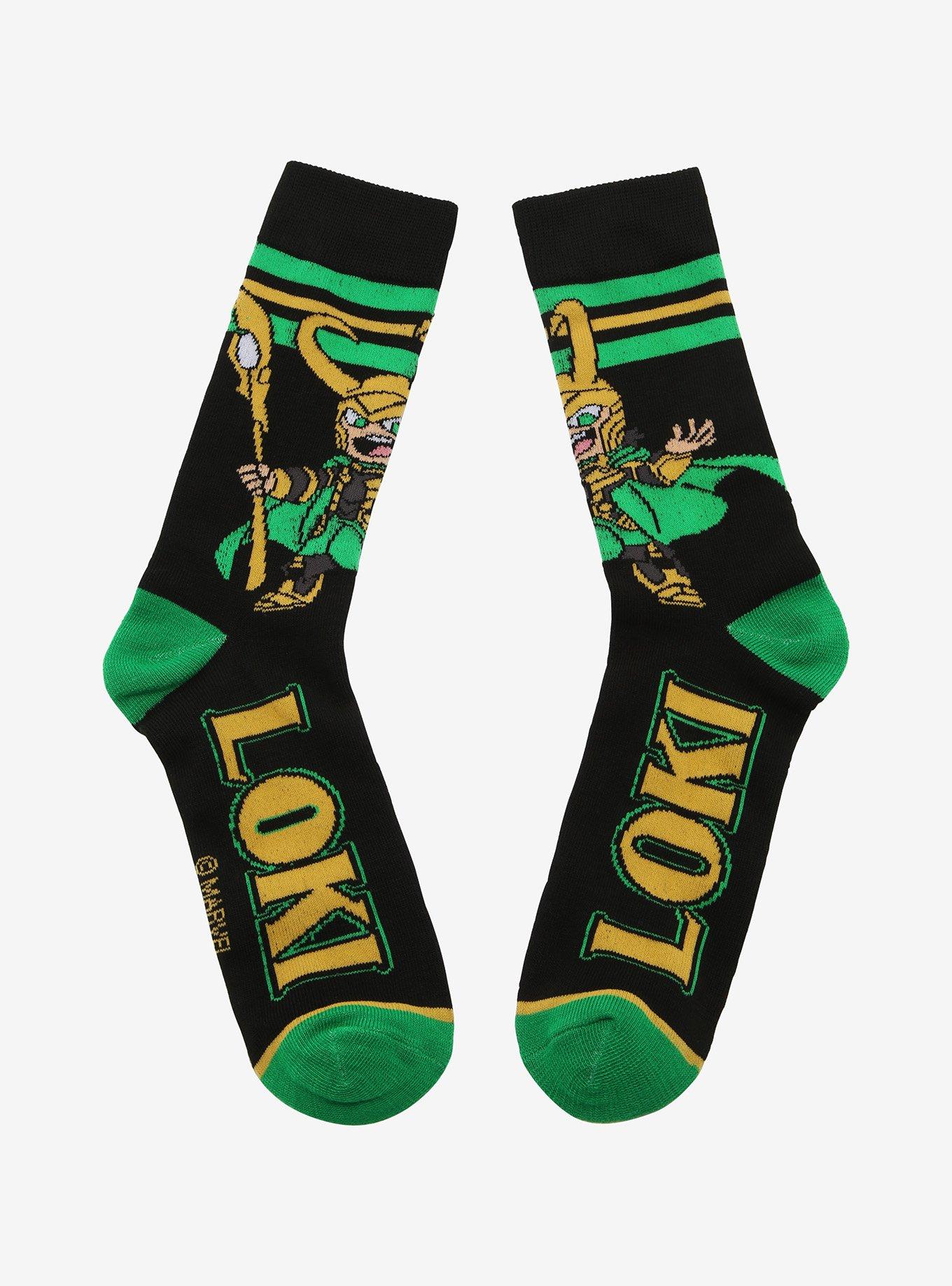 Marvel Chibi Loki Crew Socks, , hi-res