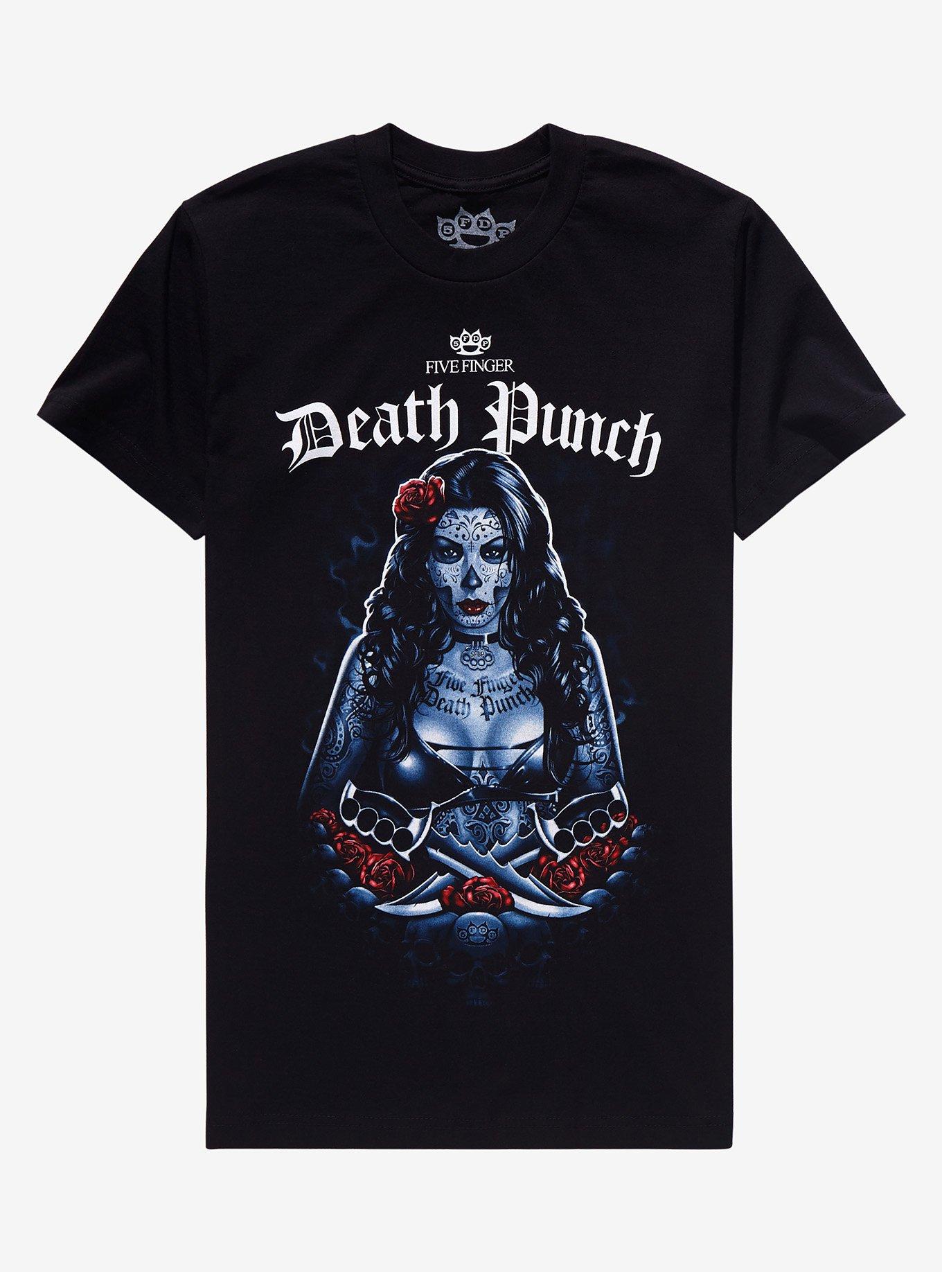 Five Finger Death Punch Dama Muertos Portrait Girls T-Shirt, BLACK, hi-res
