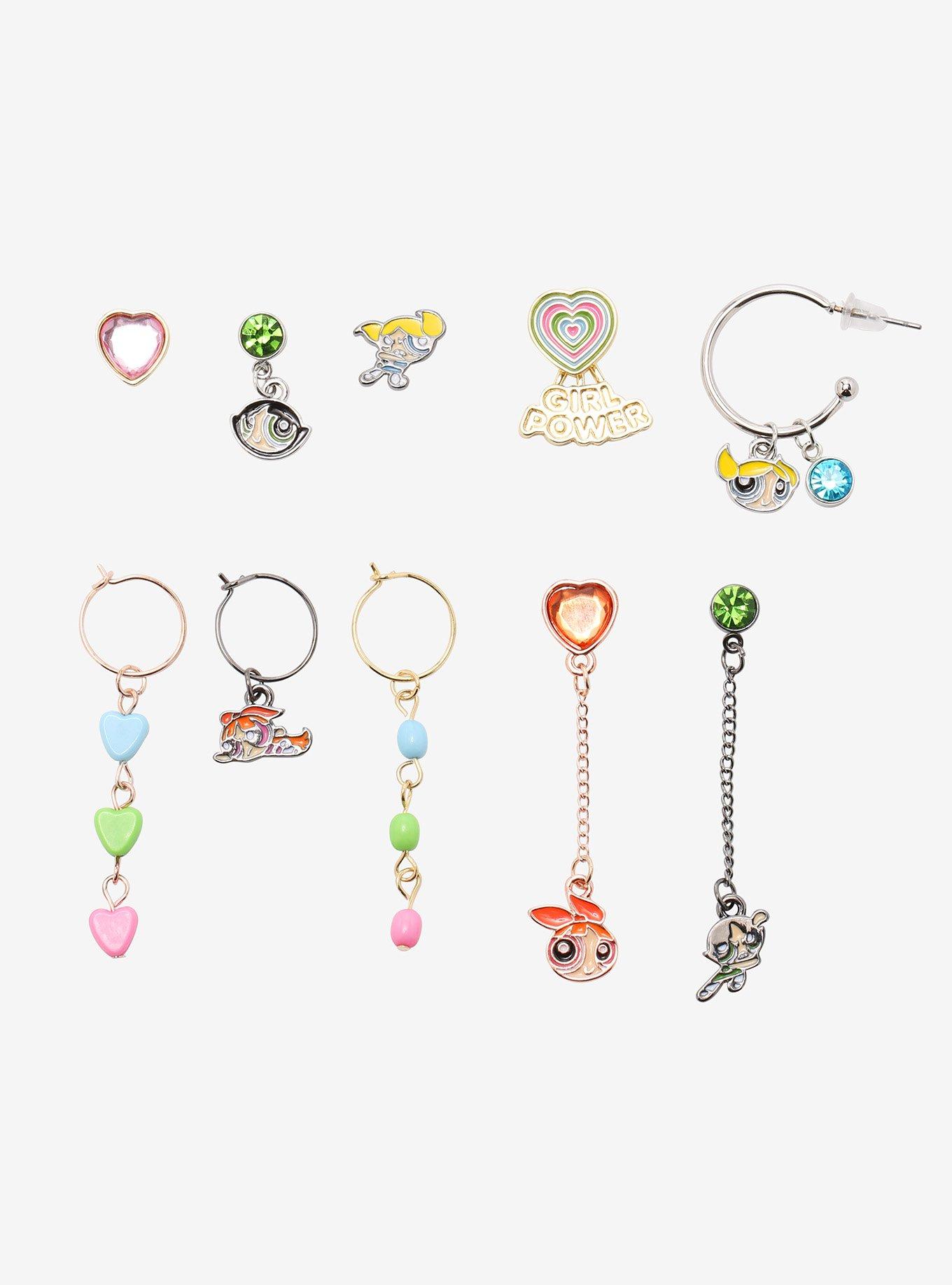 The Powerpuff Girls Hearts Mismatch Earring Set | Hot Topic