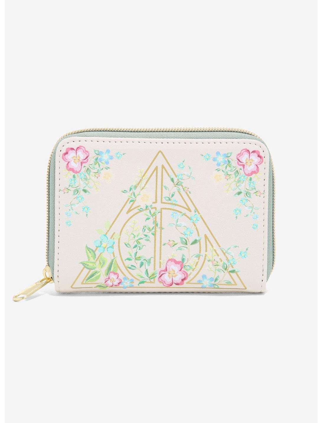 Loungefly Harry Potter Deathly Hallows Floral Mini Zipper Wallet, , hi-res