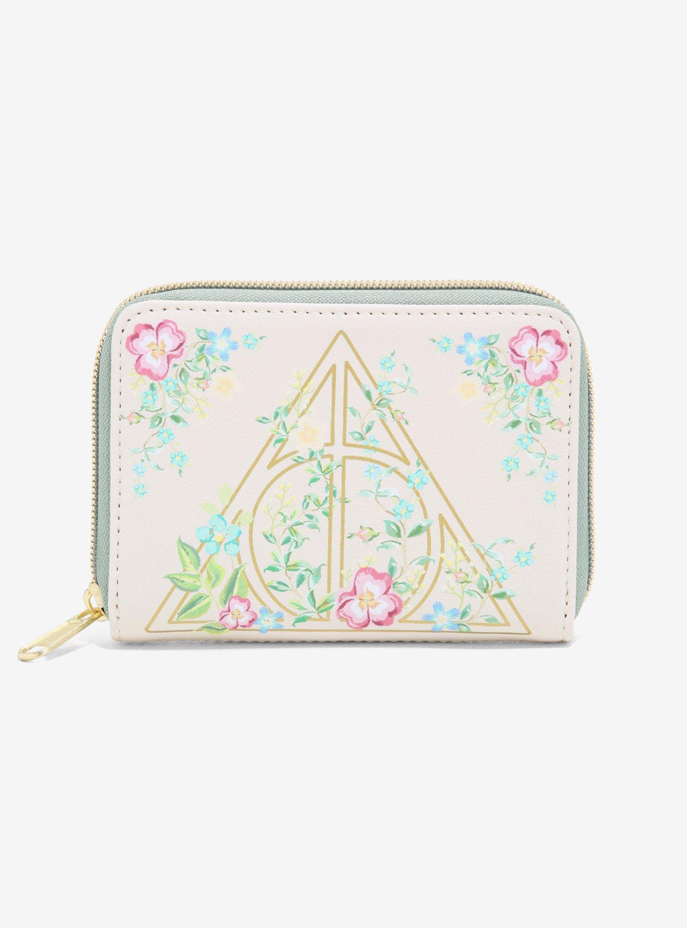 Loungefly Harry Potter Deathly Hallows Floral Mini Zipper Wallet, , hi-res