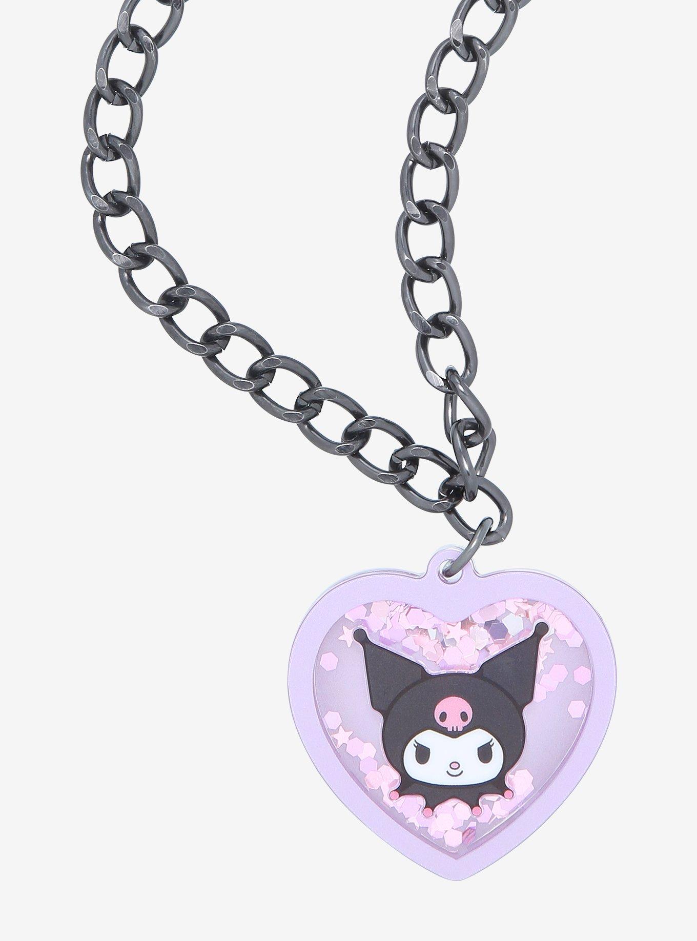 Kuromi Heart Shaker Charm Necklace, , hi-res