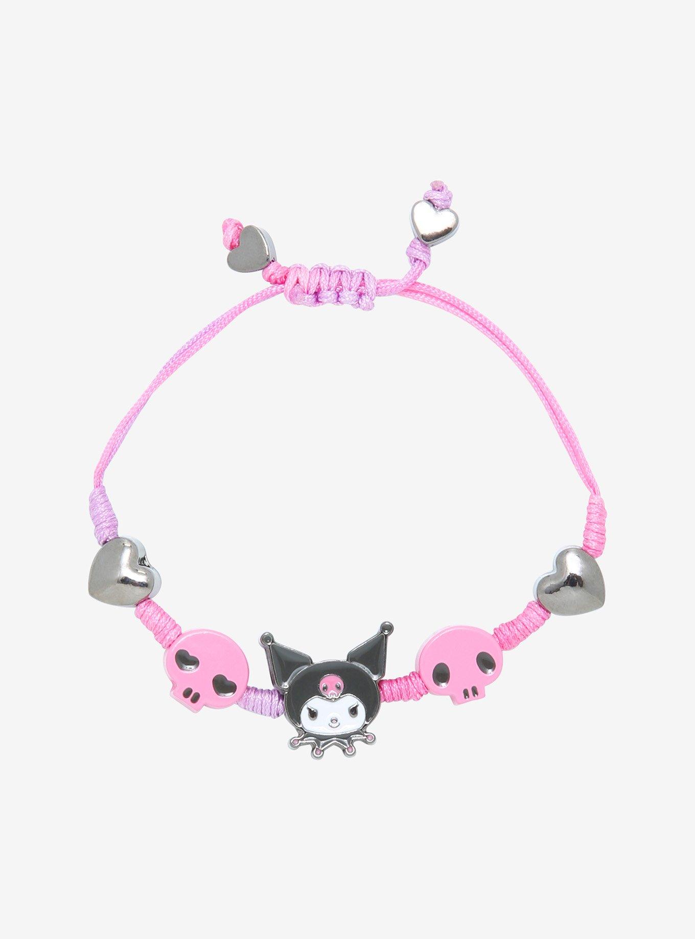Kuromi Hearts & Skulls Cord Bracelet, , hi-res