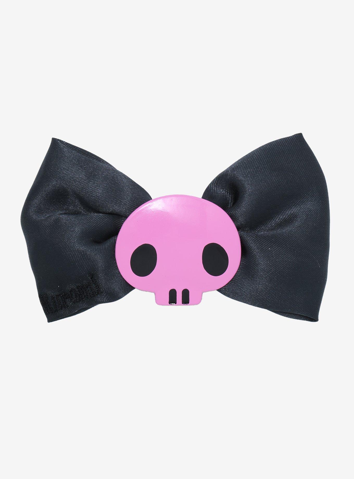 Kuromi Pink Skull Hair Bow, , hi-res