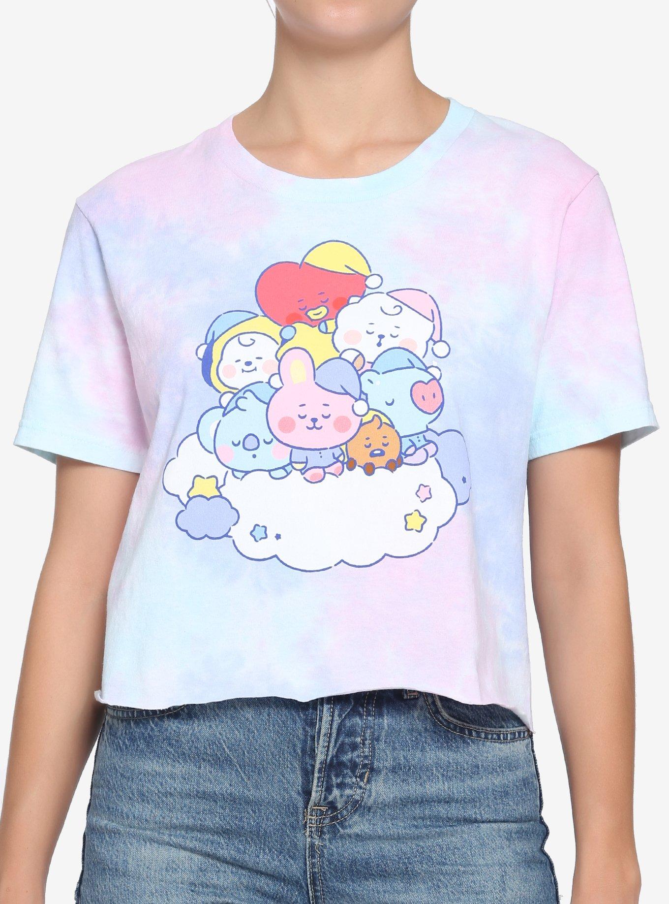 BT21 Pastel Dream Cloud Tie-Dye Crop Girls T-Shirt, MULTI, hi-res