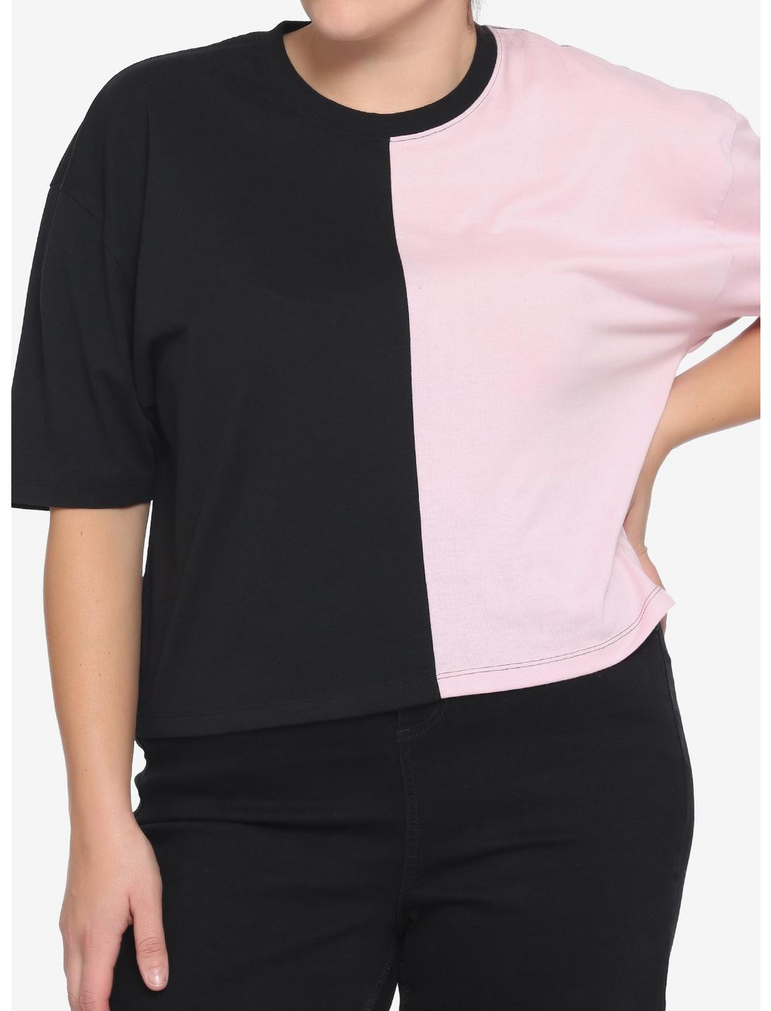 Pink & Black Girls Crop T-Shirt Plus Size, MULTI, hi-res