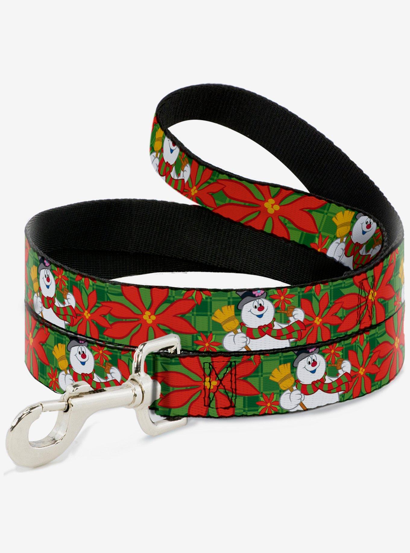 Frosty The Snowman Poinsetta Plaid Dog Leash, , hi-res