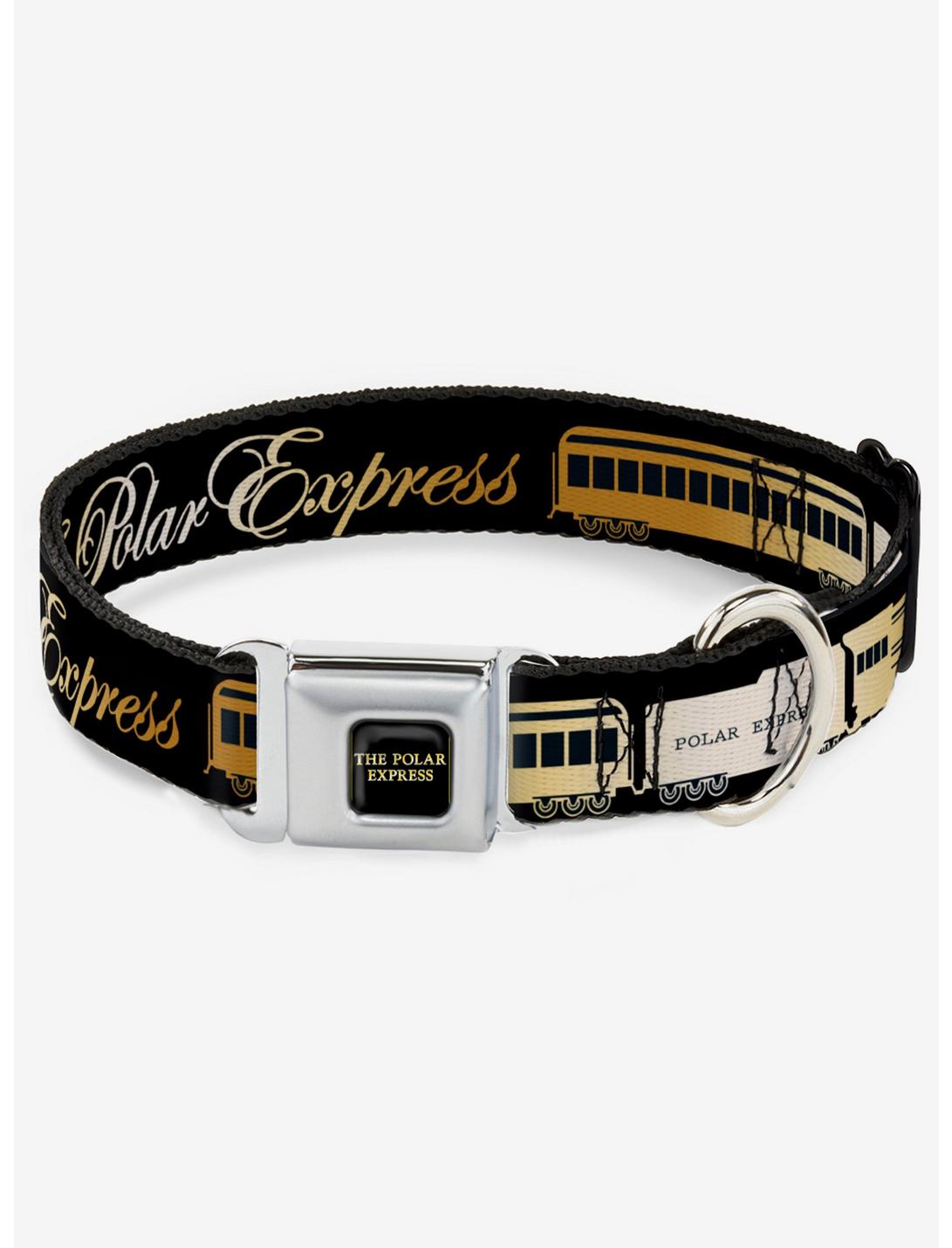 The Polar Express Train Cars Seatbelt Dog Collar, BLACK, hi-res