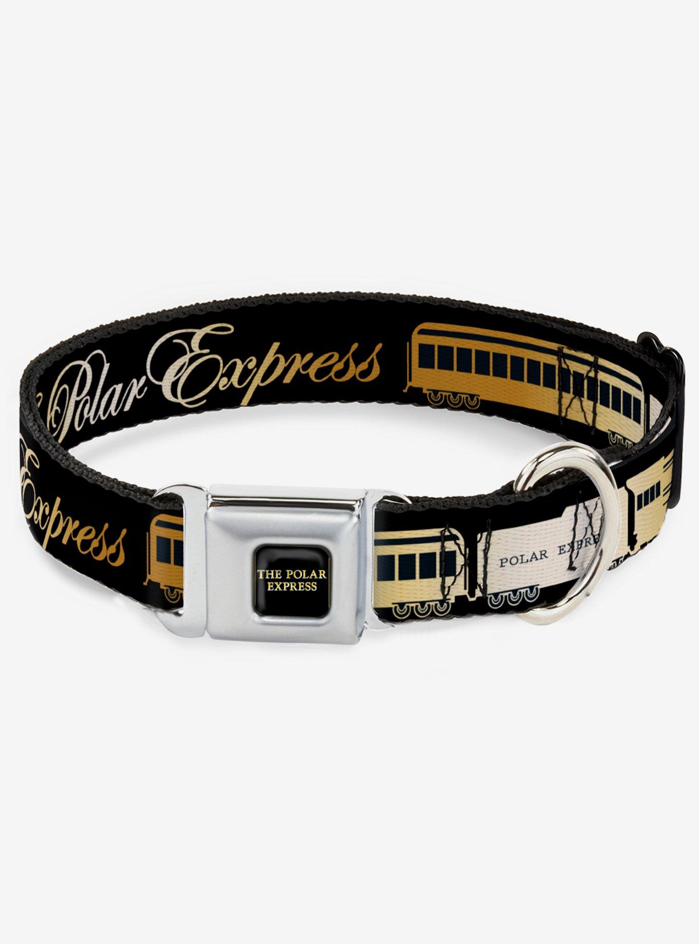 The Polar Express Train Cars Seatbelt Dog Collar, BLACK, hi-res