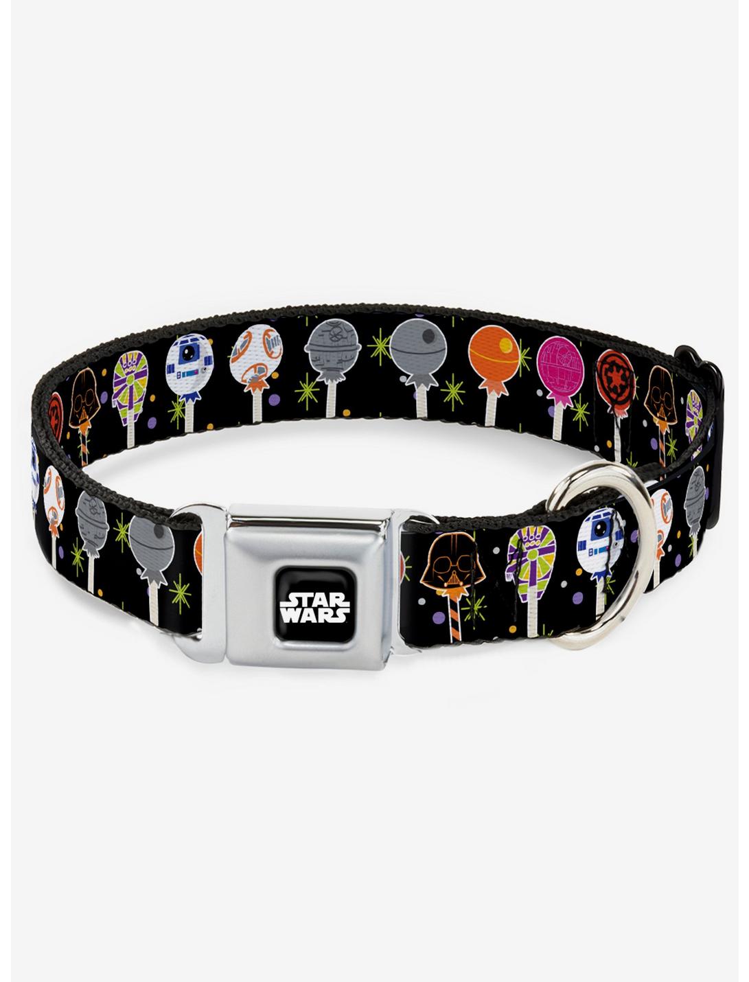 Star Wars Festive Lollipop Icons Seatbelt Dog Collar, BLACK, hi-res