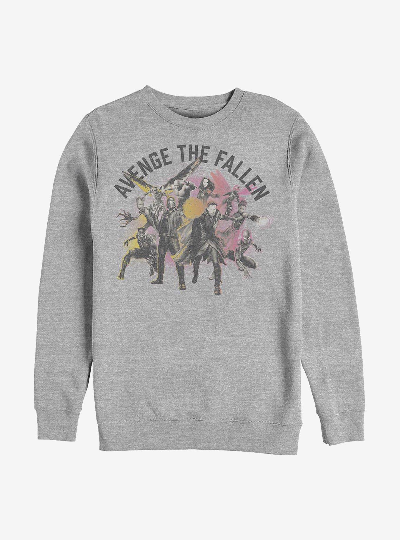 Marvel Avengers Avenge The Fallen Crew Sweatshirt, ATH HTR, hi-res