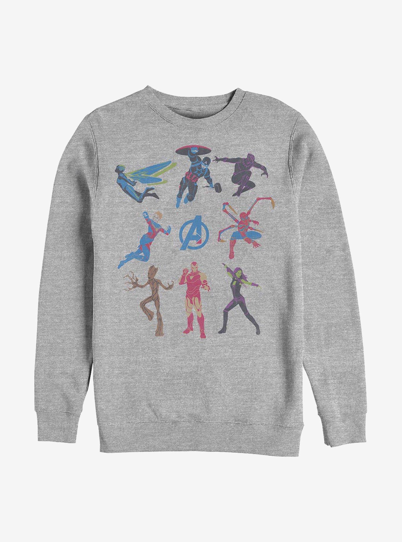 Marvel Avengers Character Collage Crew Sweatshirt, ATH HTR, hi-res