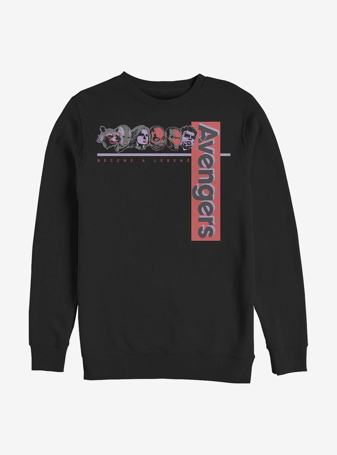 Marvel Avengers Character Faces Crew Sweatshirt, BLACK, hi-res
