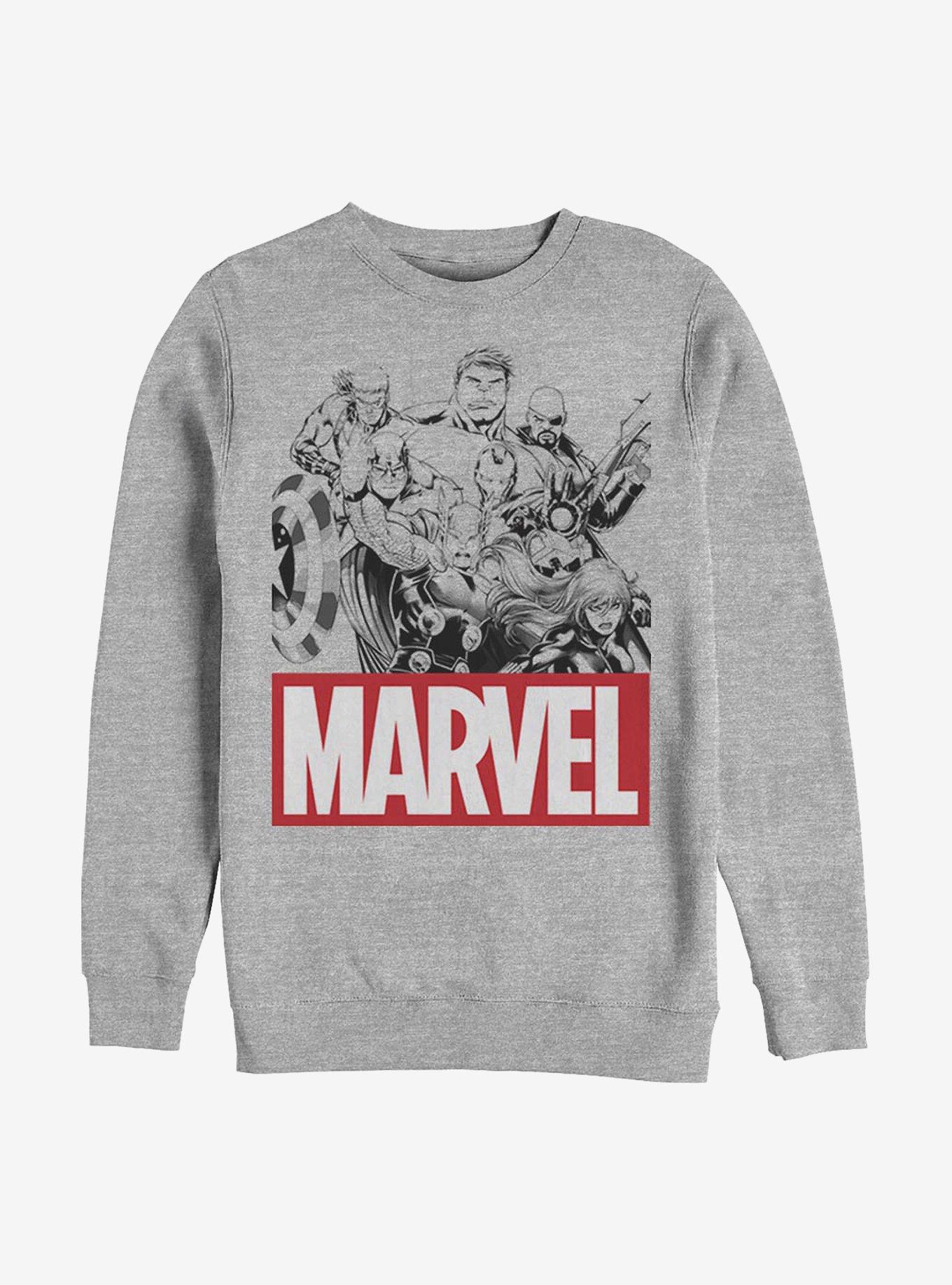 Marvel Avengers Team Crew Sweatshirt, ATH HTR, hi-res