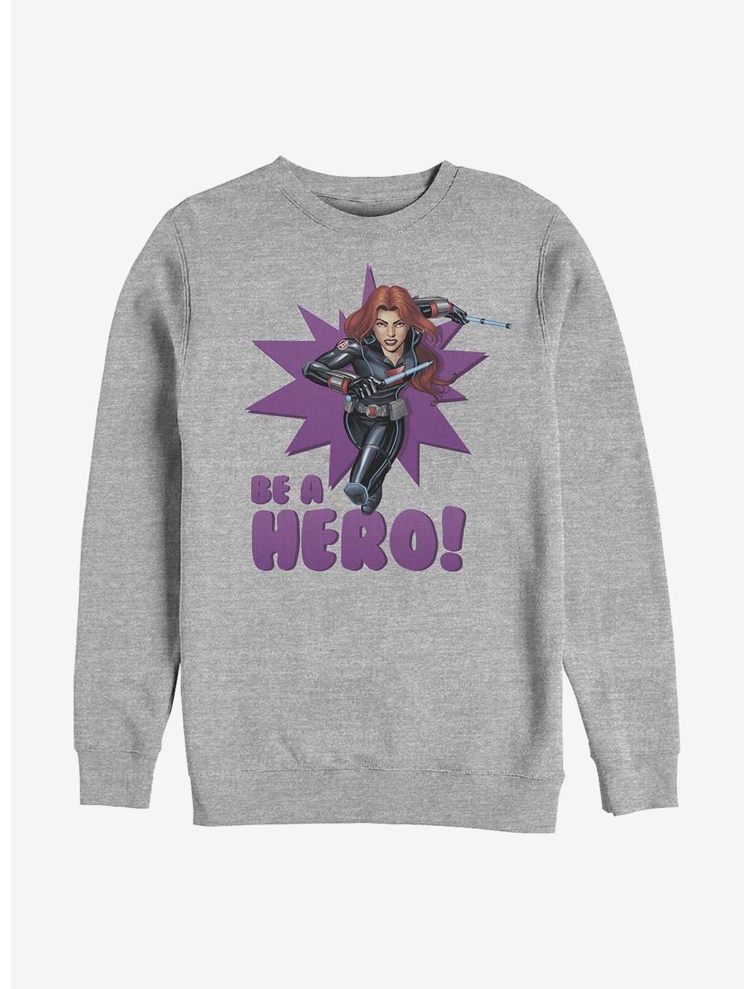Marvel Black Widow Be A Hero Crew Sweatshirt, ATH HTR, hi-res