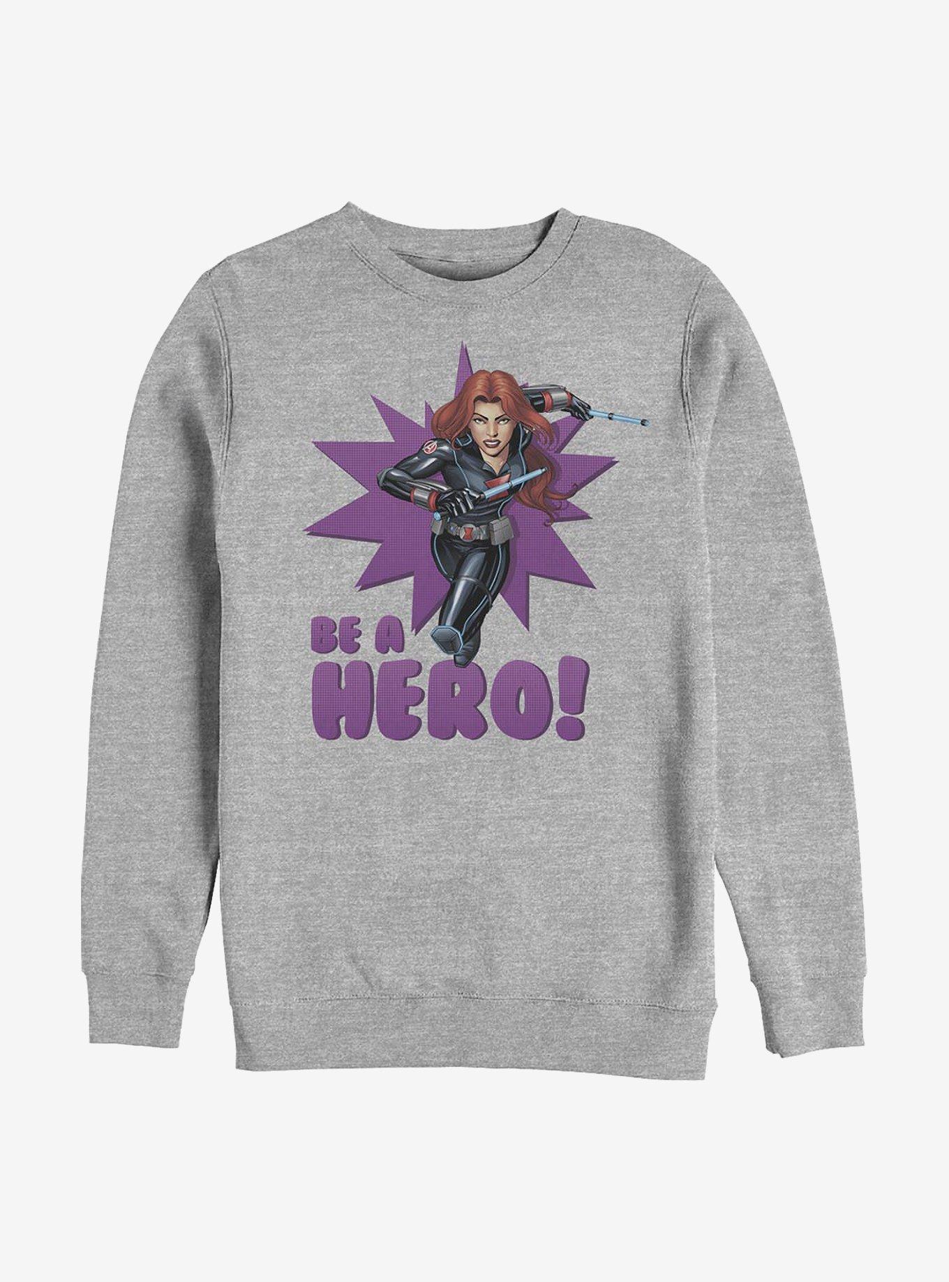 Marvel Black Widow Be A Hero Crew Sweatshirt, ATH HTR, hi-res