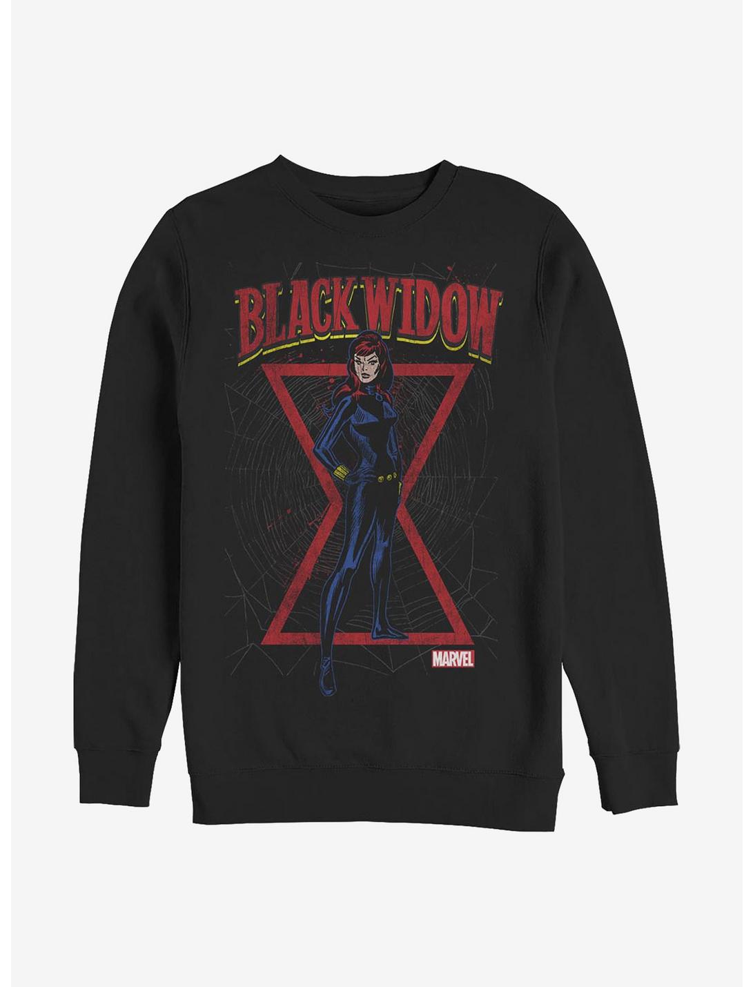 Marvel Black Widow Black Web Crew Sweatshirt, BLACK, hi-res