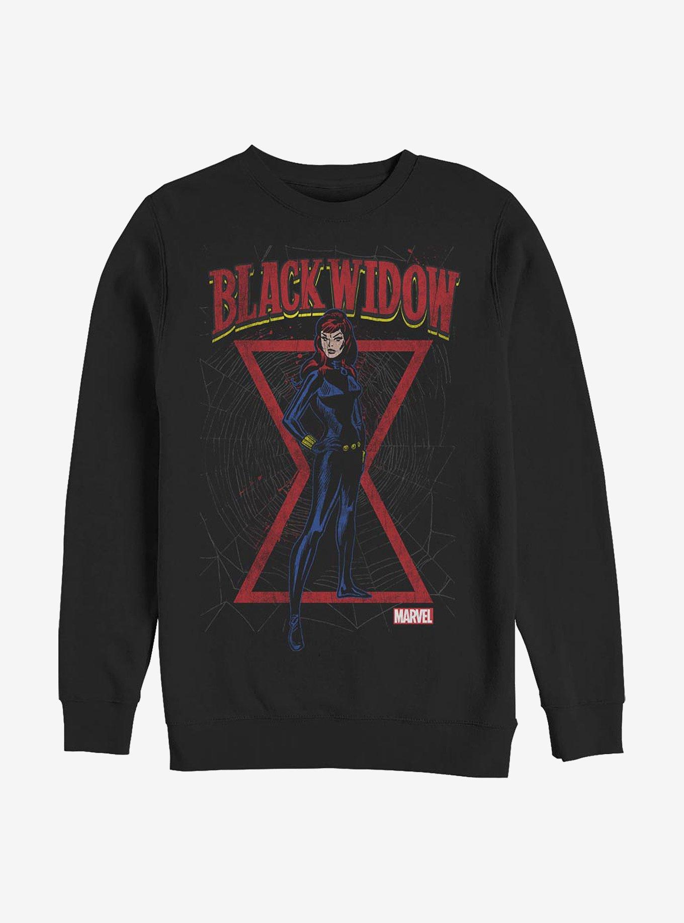 Marvel Black Widow Black Web Crew Sweatshirt, BLACK, hi-res