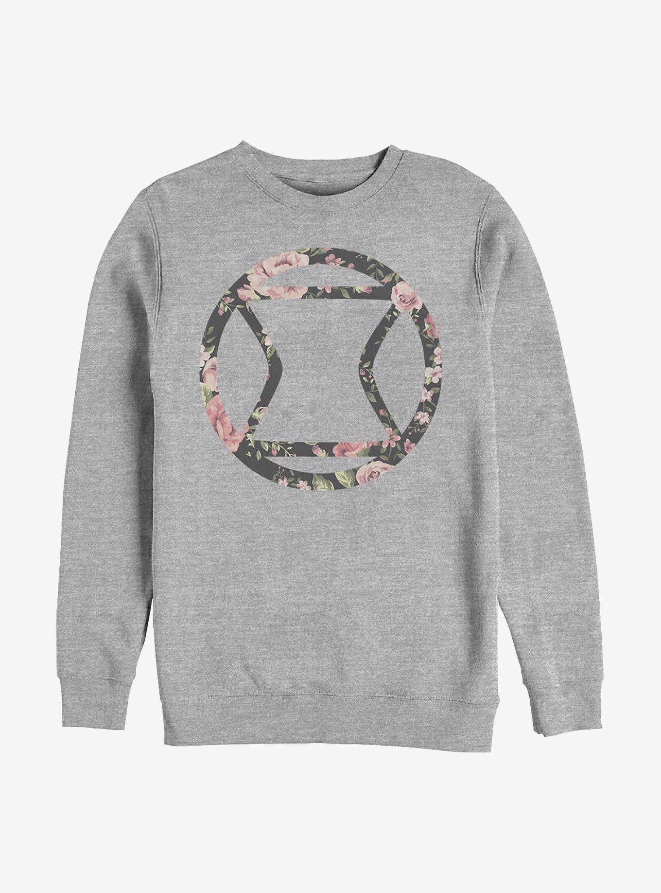 Marvel Black Widow Icon Rose Crew Sweatshirt, ATH HTR, hi-res