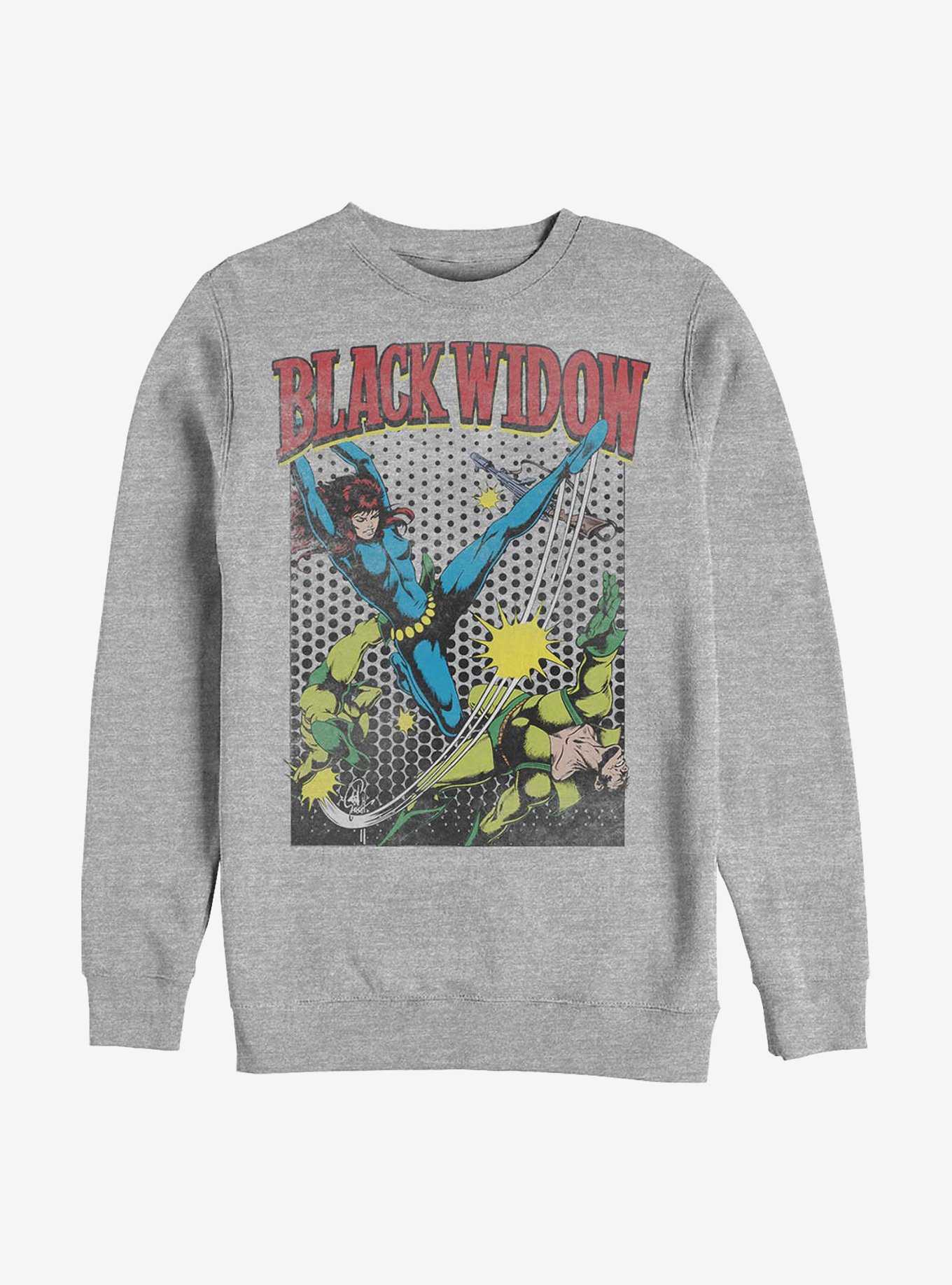 Marvel Black Widow Kick That Gun Crew Sweatshirt, ATH HTR, hi-res