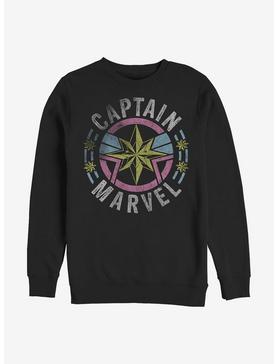 Plus Size Marvel Captain Marvel 90's Logo Crew Sweatshirt, , hi-res