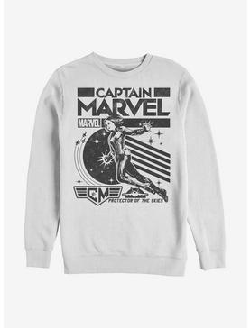Marvel Captain Marvel Captain Poster Crew Sweatshirt, WHITE, hi-res
