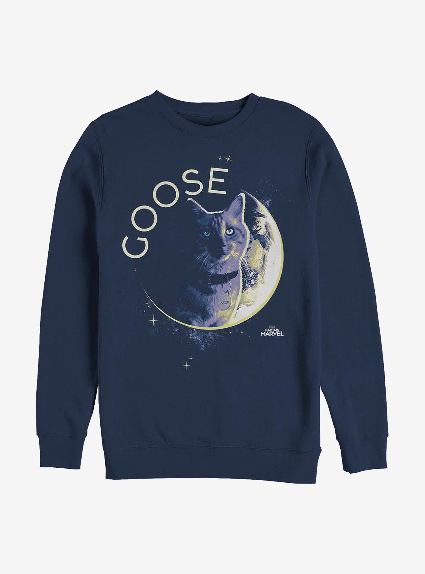 Marvel Captain Marvel Goose Moon Crew Sweatshirt, NAVY, hi-res