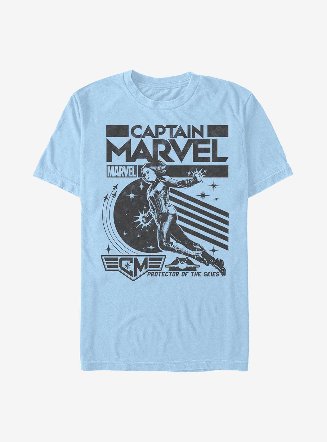 Marvel Captain Marvel Captain Poster T-Shirt, LT BLUE, hi-res