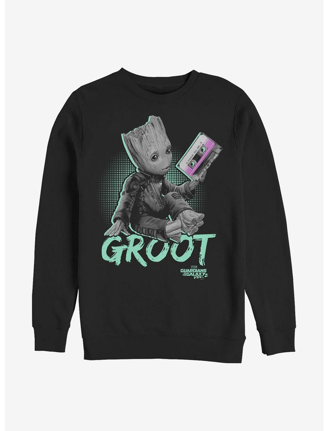 Marvel Guardians Of The Galaxy Neon Baby Groot Crew Sweatshirt, BLACK, hi-res