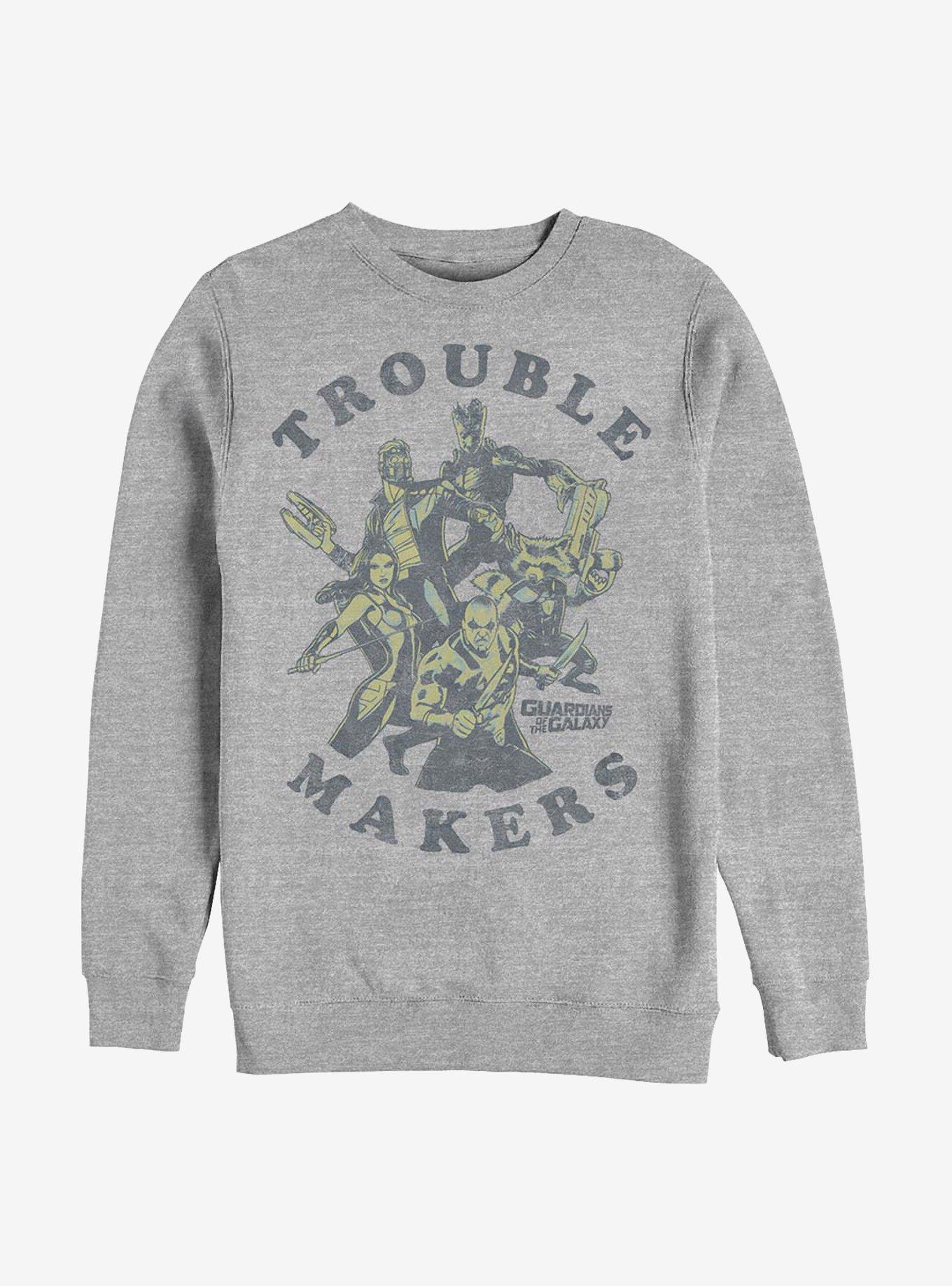 Marvel Guardians Of The Galaxy Trouble Makers Crew Sweatshirt, ATH HTR, hi-res