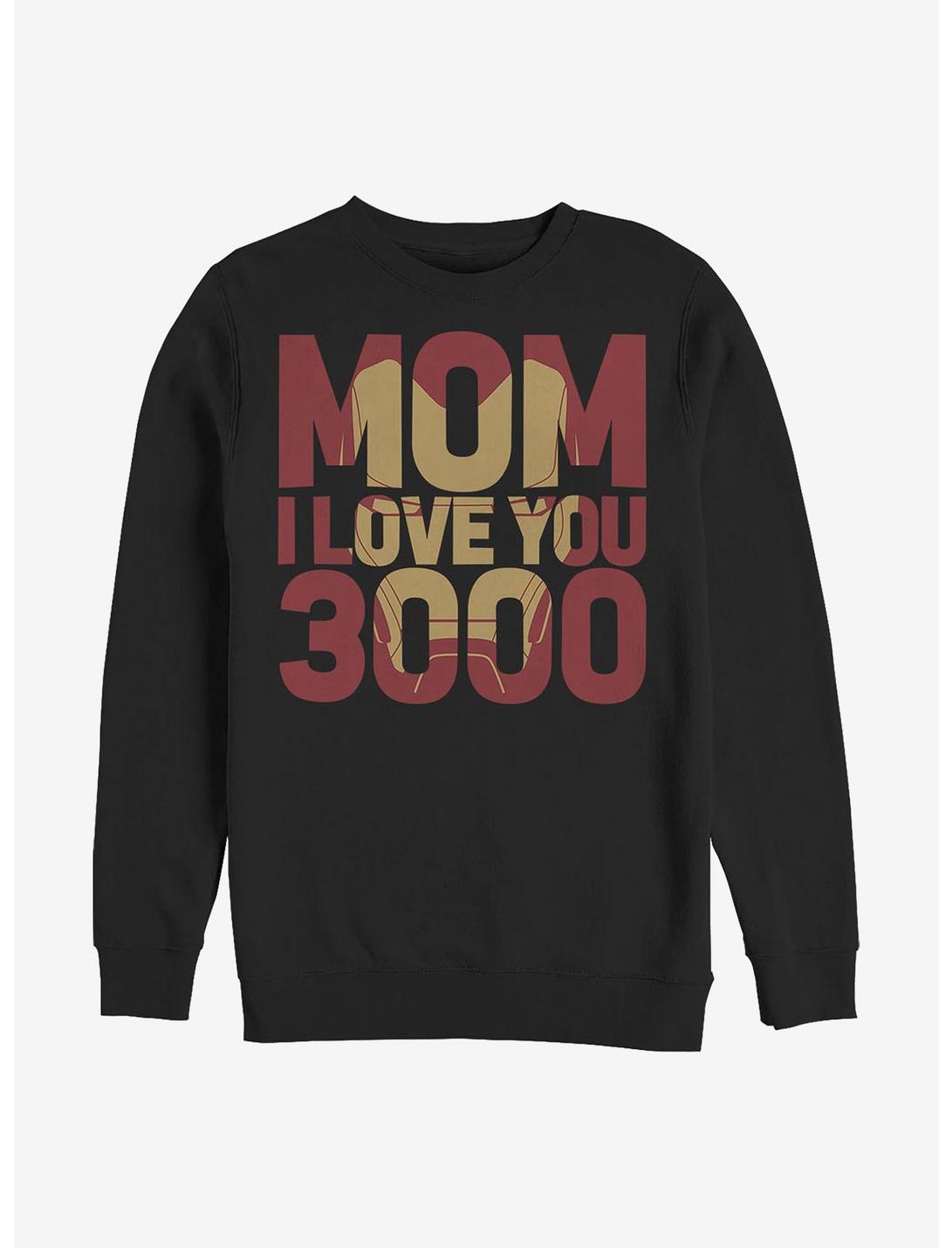 Marvel Iron Man Love You 3000 Crew Sweatshirt, BLACK, hi-res