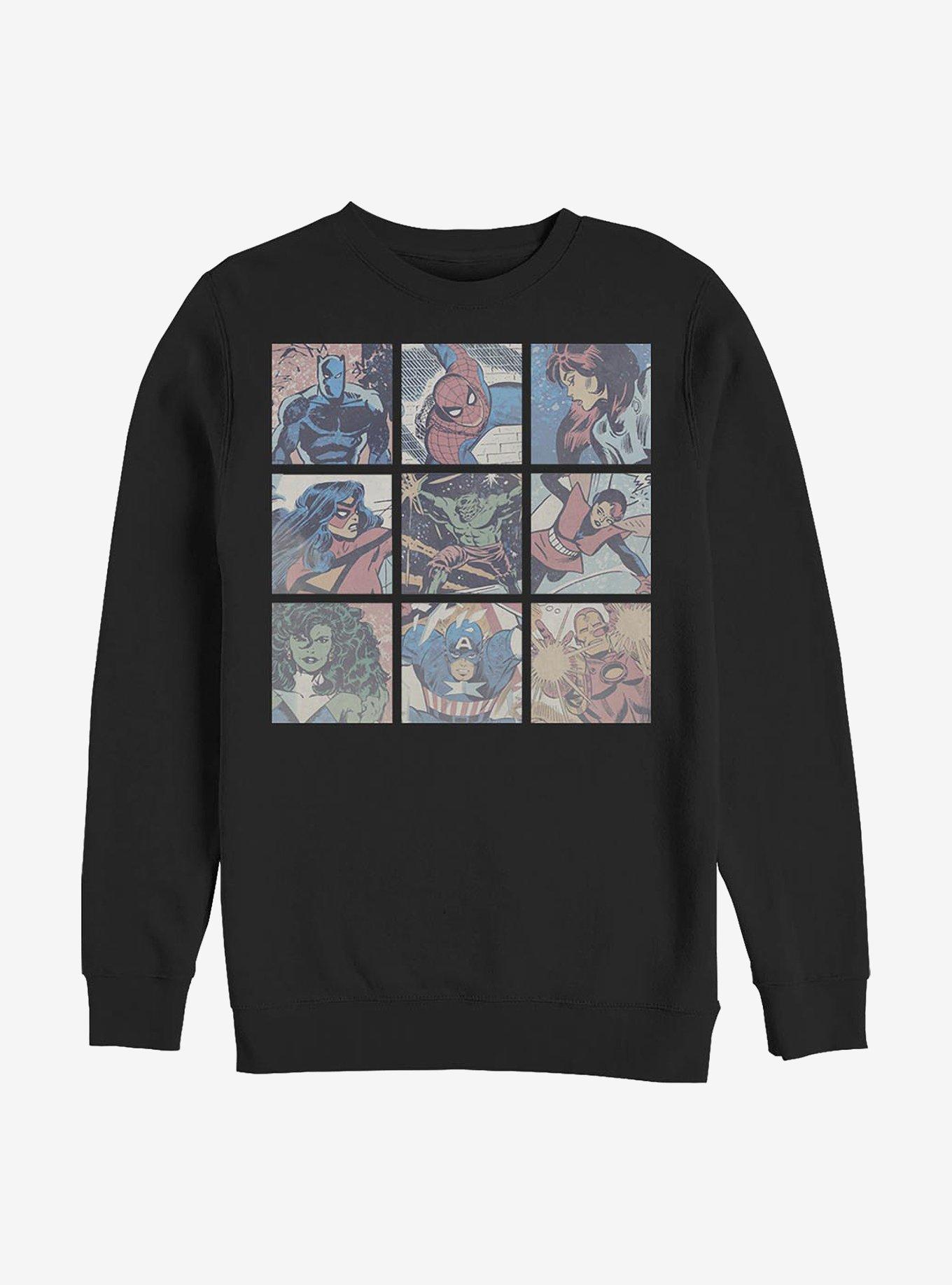 Marvel Avengers Hero Box Up Crew Sweatshirt, BLACK, hi-res