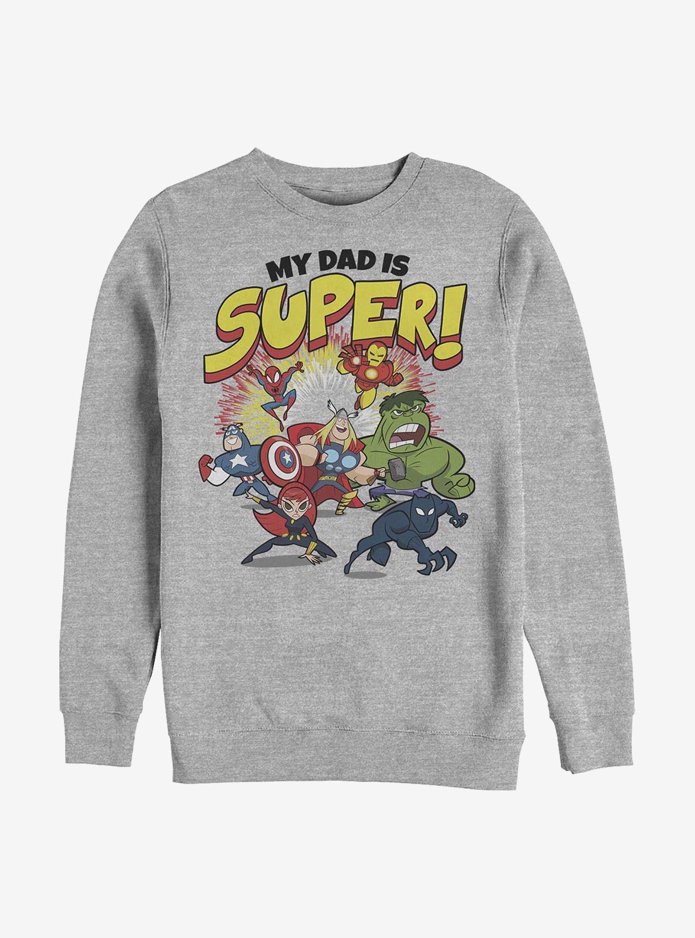 Marvel Avengers My Dad Is Super Crew Sweatshirt, , hi-res