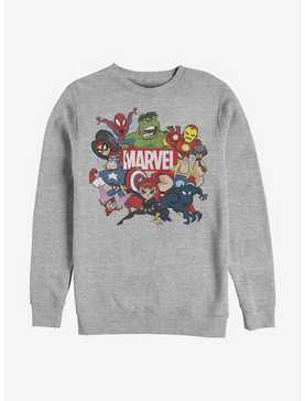 Marvel Avengers Retro Cartoon Group Crew Sweatshirt, , hi-res