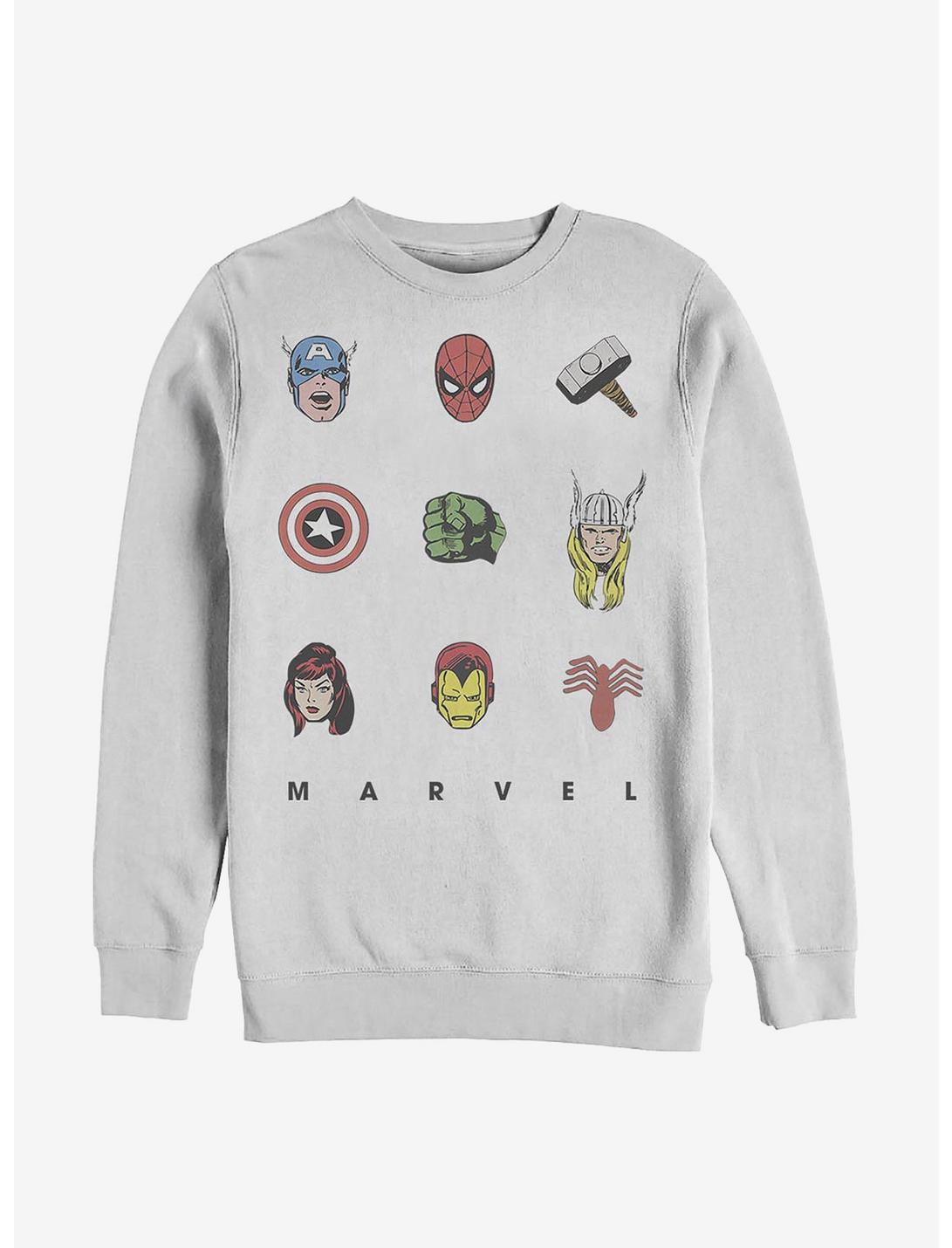 Marvel Avengers Retro Icons Crew Sweatshirt, WHITE, hi-res