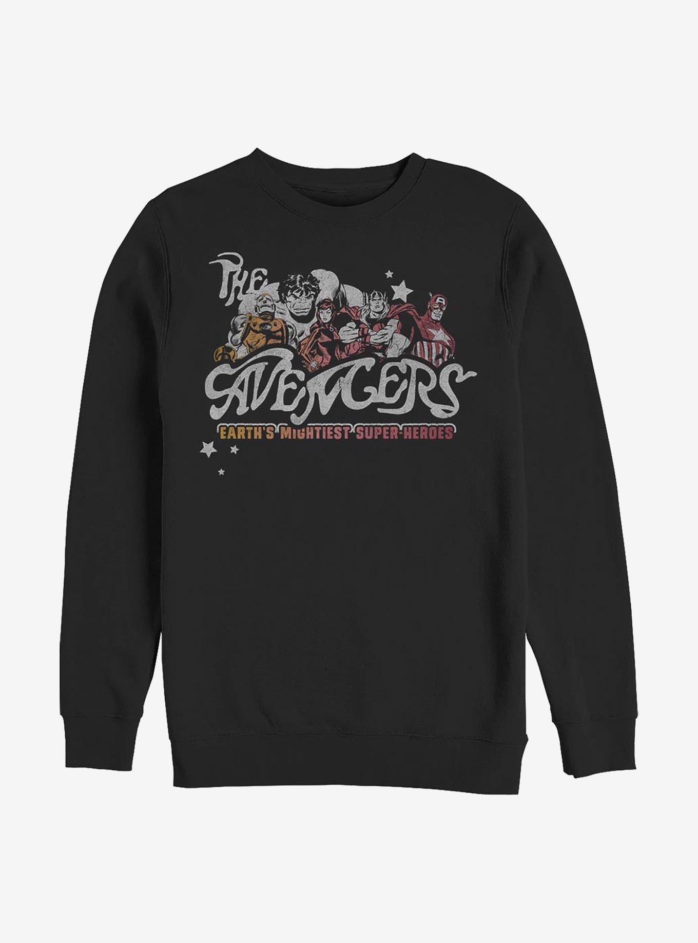Marvel Avengers Vintage Marvel Avengers Crew Sweatshirt, BLACK, hi-res