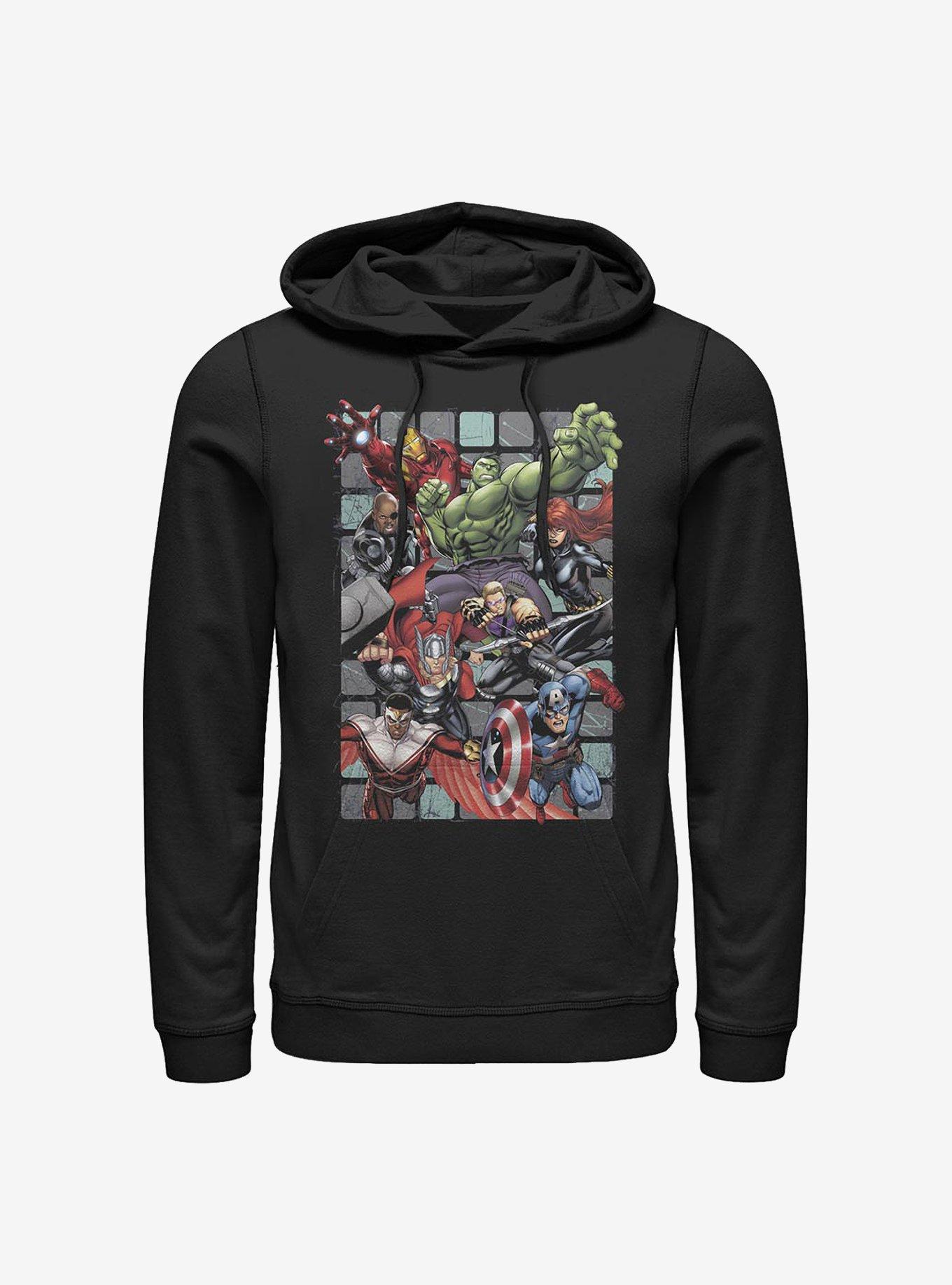 Marvel Avengers Assemble Squares Hoodie, BLACK, hi-res