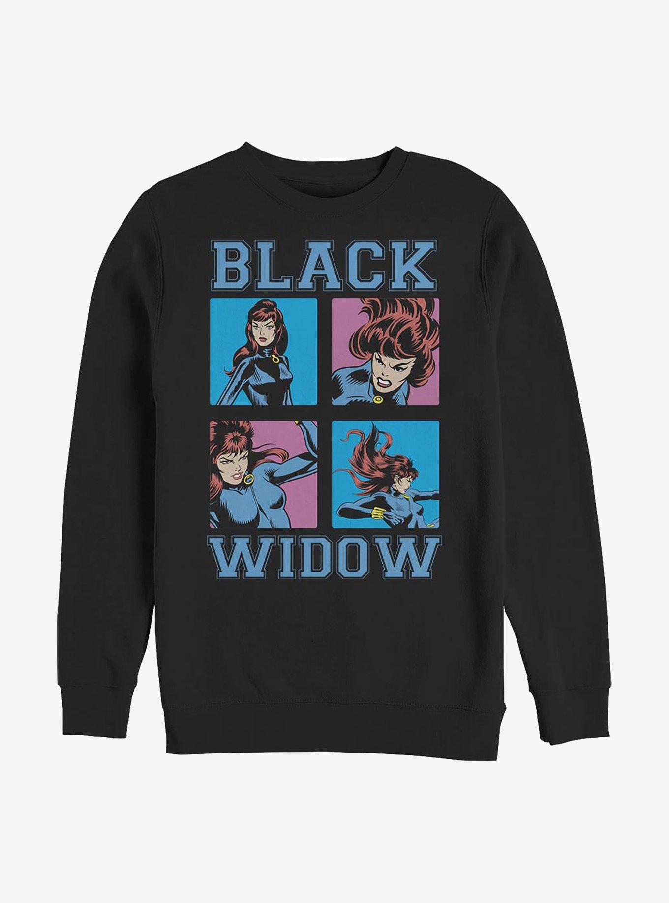 Marvel Black Widow Pop Art Crew Sweatshirt, BLACK, hi-res